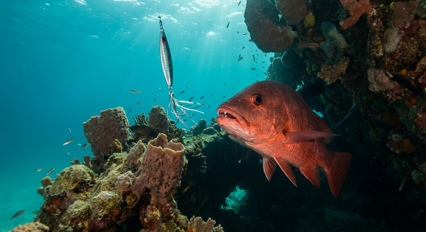 Vertical Jigging Destin Reefs for Red Snapper